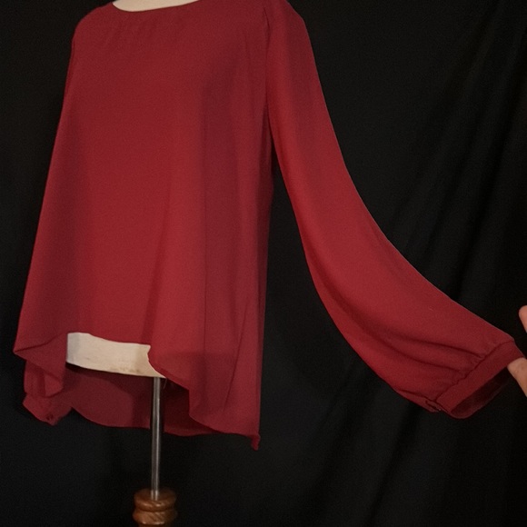 Long Sleeve dark red blouse by Dina be - Picture 2 of 6
